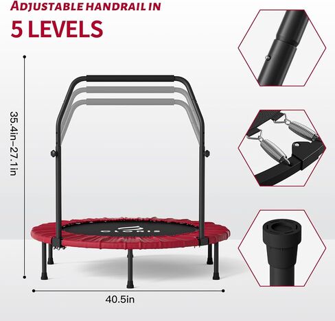 CLORIS 40in قابلة للطي الترامبولين MINI TRAMPOLINE REPONDER TRAMPOLINE للبالغين للياقة الترامبولين مع مقبض رغوة قابل للتعديل ، مع غطاء مبطن أفضل هدية للأطفال/البالغين in Kuwait