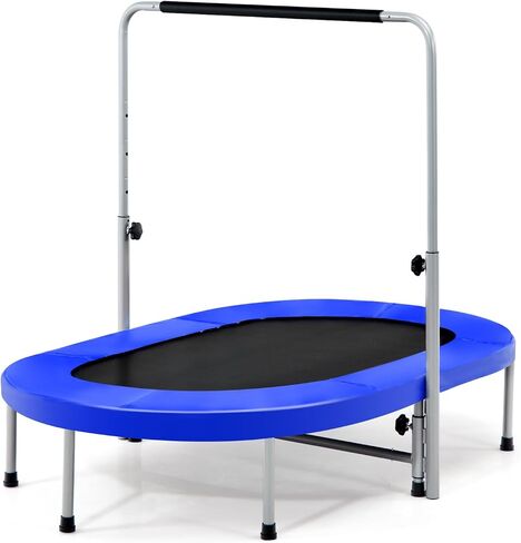 Trampoline Gymax Trampoline للبالغين ، 60 "طي القابلة للطي Trampoline داخلي مع مقبض قابل للتعديل من مستوى 5 مستويات ، وسادات غير قابلة للانزلاق ، تجميع سهلة لتمرين اللياقة البدنية ، Max Load 330 رطلاً in Kuwait
