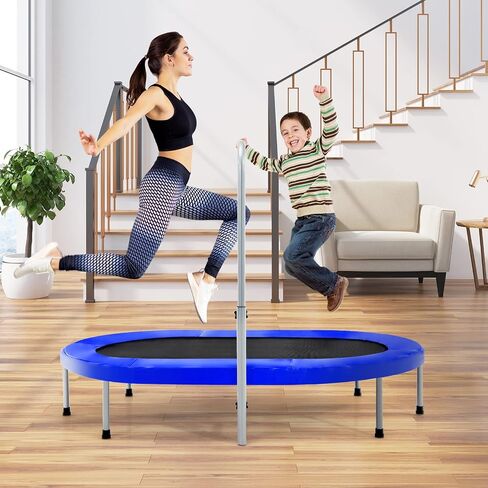 Trampoline Gymax Trampoline للبالغين ، 60 "طي القابلة للطي Trampoline داخلي مع مقبض قابل للتعديل من مستوى 5 مستويات ، وسادات غير قابلة للانزلاق ، تجميع سهلة لتمرين اللياقة البدنية ، Max Load 330 رطلاً in Kuwait