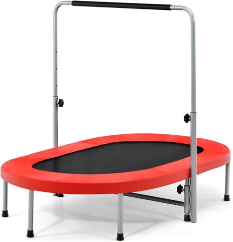 Trampoline Gymax Trampoline للبالغين ، 60 "طي القابلة للطي Trampoline داخلي مع مقبض قابل للتعديل من مستوى 5 مستويات ، وسادات غير قابلة للانزلاق ، تجميع سهلة لتمرين اللياقة البدنية ، Max Load 330 رطلاً in Kuwait