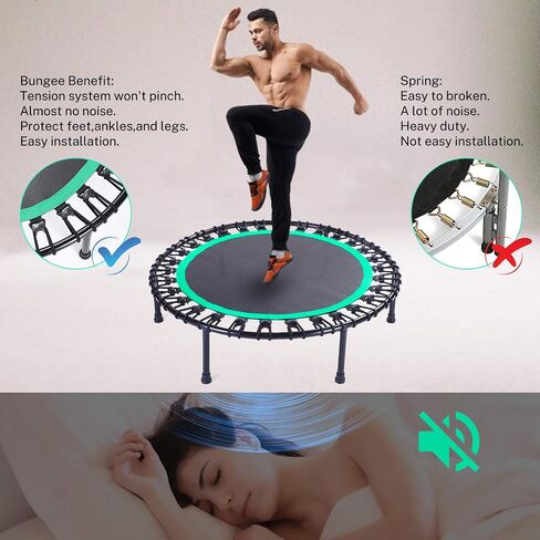 Mini Fitness Trampoline with Bungees – Stable & Quiet Rebounder for Adults, Perfect for Indoor & Outdoor Workouts in Saudi Arabia