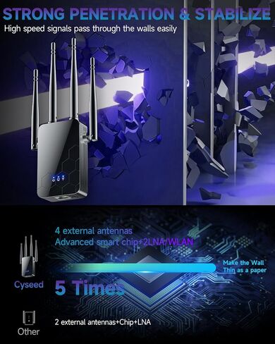 WiFi Extender Internet Booster, Range Repeater Wireless Routers Amplifier, Mesh Wi-Fi 80% Faster | Broader Than Ever, Support More Network Devices at Home in Saudi Arabia