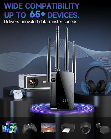 WiFi Extender Internet Booster, Range Repeater Wireless Routers Amplifier, Mesh Wi-Fi 80% Faster | Broader Than Ever, Support More Network Devices at Home in Saudi Arabia