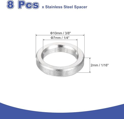 UXCELL 8PCS 304 فاصل الفولاذ المقاوم للصدأ 5/8 "OD X 1/2" ID x 1/2 "الطول (16x12x13mm) المسمار المسمار جلبة بلاءات بلطف مستدير غير متخلف للبراغي المراوغة M3 وقضبان ، والفضة in Saudi Arabia