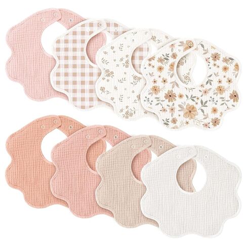 Konssy 8-Pack Muslin Baby Bibs for Teething and Drooling in Saudi Arabia