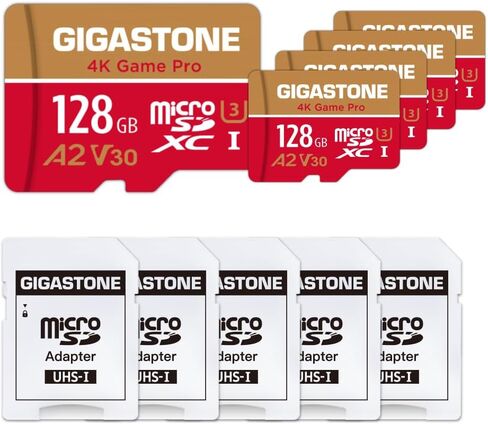 [5-HYS استرداد البيانات المجانية] Gigastone 64GB Micro SD CARD 5 عبوات ، 4K Camera Pro ، A2 V30 متوافق مع GoPro ، DASH CAM ، DJI ، DRON in Kuwait