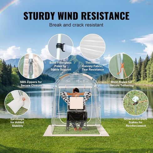 VEVOR Clear Sports Tent for 2-4 People, Need Simple Assembly - 70x70inch Bubble Tent Shelter for Outdoor Events, Soccer, Football, Softball, and Fishing in Saudi Arabia