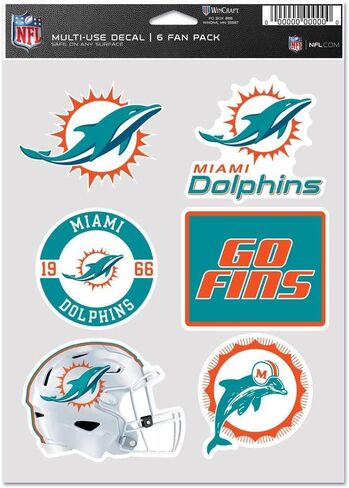 مجموعة Wincraft NFL ملصق متعدد الاستخدامات من 6 19 × 14 سم ميامي الدلافين ، einheitsgröße in Kuwait