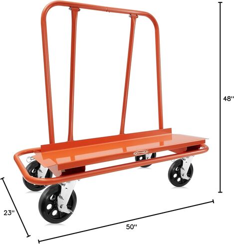 GypTool Heavy Duty Drywall Sheet Cart & Panel Dolly with 4 Swivel Wheels - Orange in Saudi Arabia