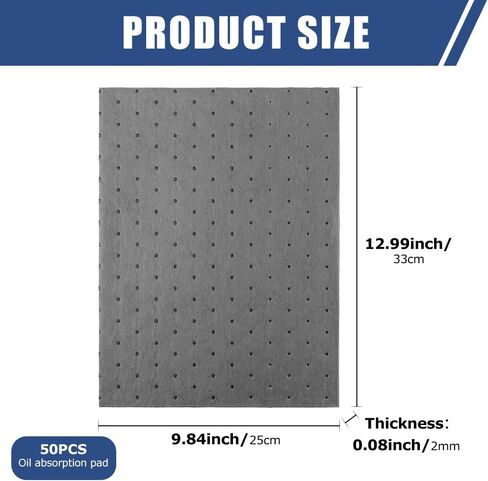 Oil Absorbent Pads, 9.84" x 12.99" Oil Spill Mat Automotive Water Absorbent Mat, Universal Oil Absorbing Sheets Liquid Pads for Protecting Home Garage Basement (Size:50 Pcs) in Saudi Arabia