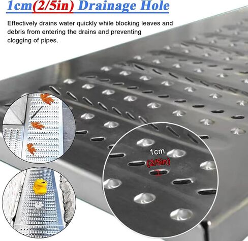 1pc 10-40cm Wide Square Drain Grate for Basement, Driveway, Yard & Garden - 304ss, Heavy Duty, Easy Install(58cmx25cmx2.5cm) in Kuwait