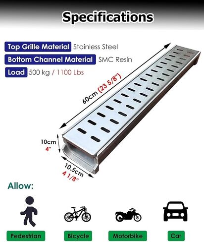1pc Stainless Steel Drain Guards - Durable Channel Drainage Cover for Garden and Farm Use(60cmx10cmx10cm) in Saudi Arabia