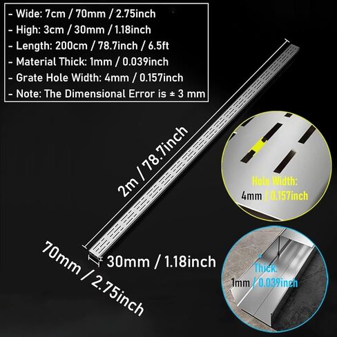 1pc استنزاف قناة الفولاذ المقاوم للصدأ مع صر - 2M/78.7in Garden Yard Patio Dripiage System (W7XH3CMXL200cm) in Kuwait