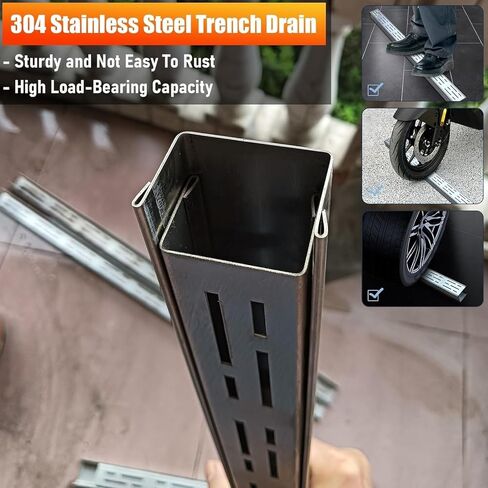 1pc استنزاف قناة الفولاذ المقاوم للصدأ مع صر - 2M/78.7in Garden Yard Patio Dripiage System (W7XH3CMXL200cm) in Kuwait