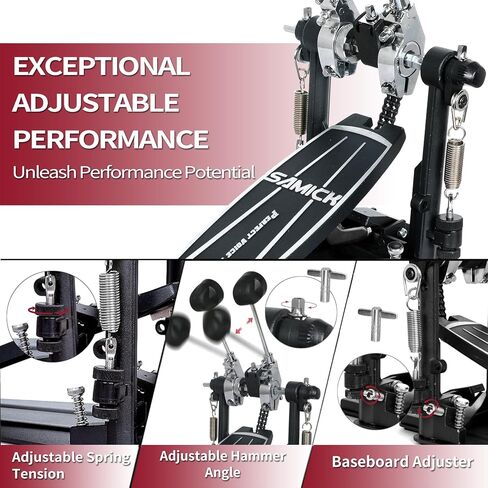 Double Bass Drum Pedals, Len and widen Bass drum pedal, Double Chain Drum Step on Hammer for Drum Set and Electronic Drums in Kuwait