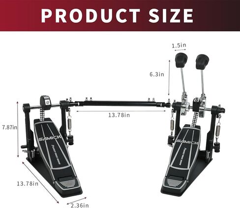 Double Bass Drum Pedals, Len and widen Bass drum pedal, Double Chain Drum Step on Hammer for Drum Set and Electronic Drums in Kuwait