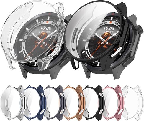 متوافق مع OnePlus Watch 3 & Oppo Watch X2 Case Cover ، واقي الغطاء الناعم النحيف للغاية وحامي الشاشة (أسود) in Kuwait