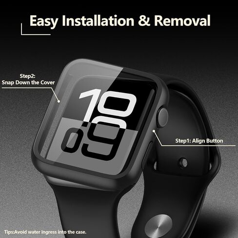 [2 عبوة] علبة Julk مع واقي شاشة زجاجي مقسى لـ Apple Watch 10 (2024) 46 مم ، وزير نحيف مع زجاج عالي الدقة ، تغطية كاملة تغطية وقائية لسلسلة IWatch 10 46 مم ، أسود in Kuwait