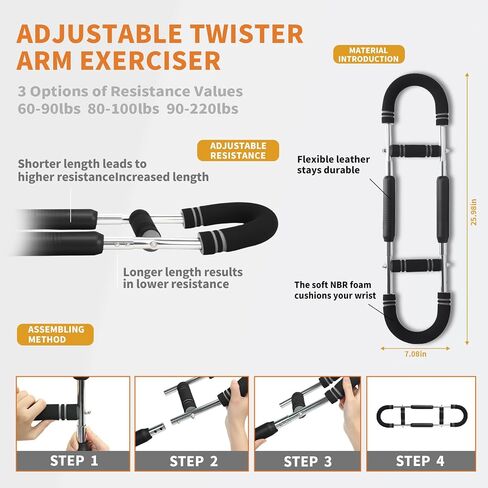 Twister Arm Trainer معدات تجريب الصدر القابلة للتعديل المقدمة للرجال والنساء ، POWERALT POWER TWISTER LAREERM TRICEPS ARM يدويًا محسّنًا للقوة في المنزل معدات التدريب على اللياقة البدنية in Saudi Arabia