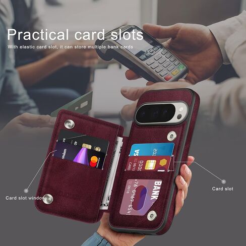 DJDUCK Designed for Google Pixel 9 Pro XL 5G 6.8" Case Wallet with Card Holder, [Magnetic Clasp Cover] [RFID Blocking Leather Protection] Shockproof Women Men Cases for Pixel 9 Pro XL Black in Saudi Arabia