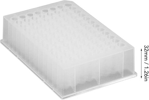 5 Pack Polypropylene Deep Well Storage Plate, Plastic 32mm Height 96 Round Holes Laboratory Deep Well Plate, 96 Well Culture Plate Laboratory Supplies for Scientific Experiments in Saudi Arabia
