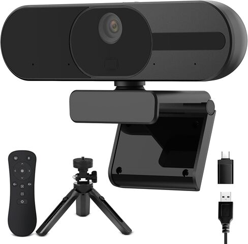 4K Webcam with 2 Microphone, Wide Angle PC Cameras with Mirror & Flip Funtion, Remote, Precise Focus, Privacy Cover, Tripod, Great for Computer, Zoom, OBS, Teams, Laptop, Personal Video Calling in Saudi Arabia