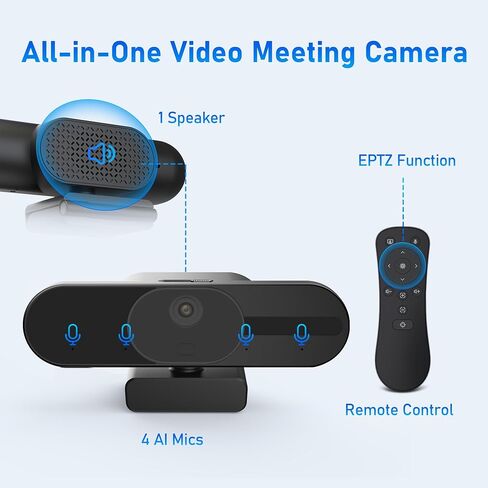 4K Webcam with 2 Microphone, Wide Angle PC Cameras with Mirror & Flip Funtion, Remote, Precise Focus, Privacy Cover, Tripod, Great for Computer, Zoom, OBS, Teams, Laptop, Personal Video Calling in Saudi Arabia
