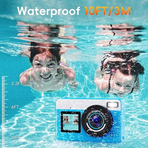 Underwater Digital Camera - MaxMango 10 FT Waterproof Floating Camera with 32GB Card, Dual Screen Selfie Camera for Snorkeling, Swimming, Skiing, 18X Autofocus Compact Point and Shoot Digital in Saudi Arabia