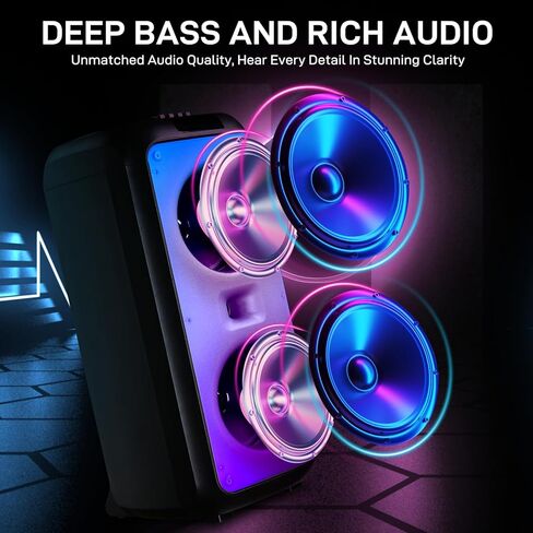 Ktaxon Karaoke Machine with 2 Wireless Microphones, Portable Outdoor & Indoor Bluetooth Speaker with Multi Light Modes, 12" Speakers for Party, Home, Game, DJ, Adults in Saudi Arabia