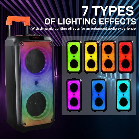 Ktaxon Karaoke Machine with 2 Wireless Microphones, Portable Outdoor & Indoor Bluetooth Speaker with Multi Light Modes, 12" Speakers for Party, Home, Game, DJ, Adults in Saudi Arabia