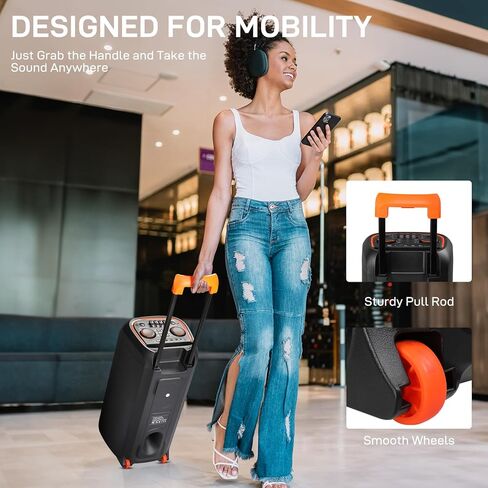 Ktaxon Karaoke Machine with 2 Wireless Microphones, Portable Outdoor & Indoor Bluetooth Speaker with Multi Light Modes, 12" Speakers for Party, Home, Game, DJ, Adults in Saudi Arabia