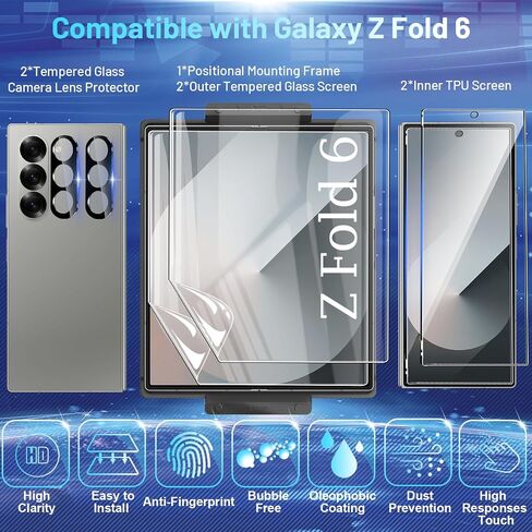 [2Set 6PCS Screen Protector Compatible with Galaxy Z Flip 5 5G, 2 Front TPU Film + 2 Back Tempered Glass + 2 Camera Lens Protectors, High Clarity, Bubble Free in Saudi Arabia