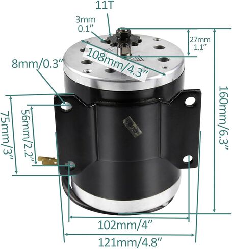 My1020 36V 500W مجموعة محرك كهربائي مصقول | يشمل LCD Throttle & Controller | 2500 دورة في الدقيقة ، يناسب سلسلة 25 ساعة | مثالي للدراجات الإلكترونية والدراجات البخارية الكهربائية و Razor MX350 و Go-Karts و DIY in Saudi Arabia