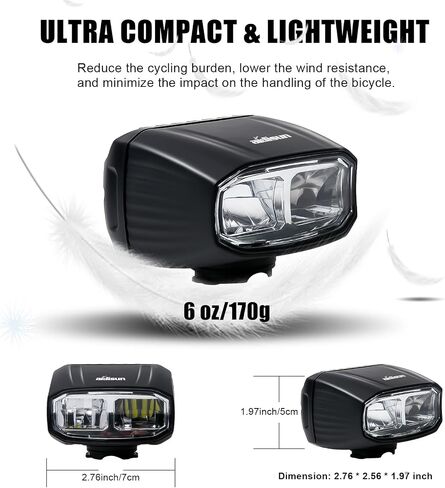 Bike Lights for Night Riding - Aidisun Front Bicycle Light with High/Low Beam 1000 Lumens LED Bike Headlight Rechargeable, Lightweight, Max 12 Hours Battery Life, IP65 Waterproof, 2 Mounting Options in Saudi Arabia