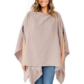 غطاء الرضاعة من Konssy Muslin للرضاعة الطبيعية، غطاء للرضاعة الطبيعية مصنوع من القطن 100% يسمح بالتهوية والخصوصية الكاملة 360 درجة، مظلة مقعد سيارة متعددة الاستخدام in Kuwait