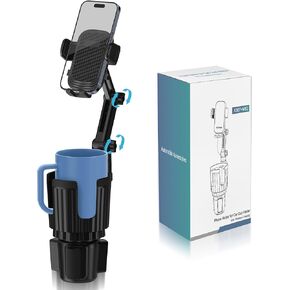 2 Pack Phone Holders for Your Car Cupholder, Car Cell Phone Mount with Cup Holder Expandable Base, 2 in 1 Car Phone Holder Mount, 360 Degree Rotating Neck, Fits All 4-7" Smartphones and Most Bottles in Saudi Arabia