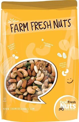 Dry Roasted Deluxe Mixed Nuts with Himalayan Salt (2 Lbs.) - The World's Finest Premium Mix of Almonds, Brazil Nuts, Cashews, Pecans & Pistachios - Farm Fresh Nuts Brand in Saudi Arabia