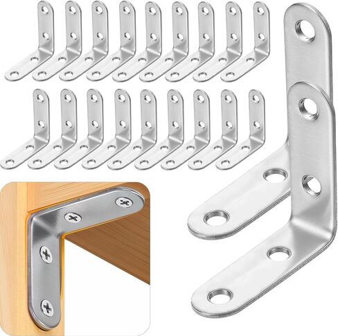 20 PCS L Bracket Corner Braces 2 بوصة من الفولاذ المقاوم للصدأ المقاوم للصدأ قوس الرف الشاق للرسوم لرفوف الخشب ، ودعم معلق الجدار 90 درجة بين قوسين زاوية يمين مع مسامير in Saudi Arabia