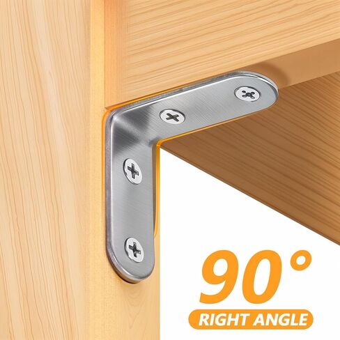 20 PCS L Bracket Corner Braces 2 بوصة من الفولاذ المقاوم للصدأ المقاوم للصدأ قوس الرف الشاق للرسوم لرفوف الخشب ، ودعم معلق الجدار 90 درجة بين قوسين زاوية يمين مع مسامير in Saudi Arabia
