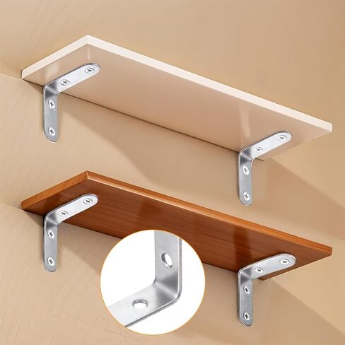 20 PCS L Bracket Corner Braces 2 بوصة من الفولاذ المقاوم للصدأ المقاوم للصدأ قوس الرف الشاق للرسوم لرفوف الخشب ، ودعم معلق الجدار 90 درجة بين قوسين زاوية يمين مع مسامير in Saudi Arabia