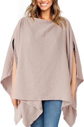 غطاء الرضاعة من Konssy Muslin للرضاعة الطبيعية، غطاء للرضاعة الطبيعية مصنوع من القطن 100% يسمح بالتهوية والخصوصية الكاملة 360 درجة، مظلة مقعد سيارة متعددة الاستخدام in Saudi Arabia