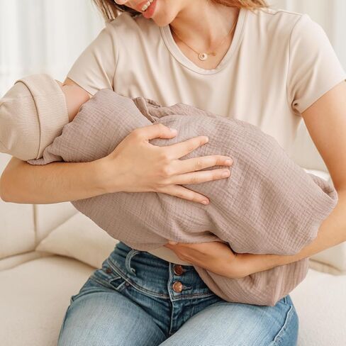 غطاء الرضاعة من Konssy Muslin للرضاعة الطبيعية، غطاء للرضاعة الطبيعية مصنوع من القطن 100% يسمح بالتهوية والخصوصية الكاملة 360 درجة، مظلة مقعد سيارة متعددة الاستخدام in Saudi Arabia