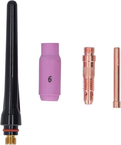 TIG Welding Torch Accessories Premium Ceramic Nozzle Electrode Collet Long Back Cap Connector Kit for WP17 WP18 WP26 Welding Torch Copper Ceramic Material 6# Size in Saudi Arabia