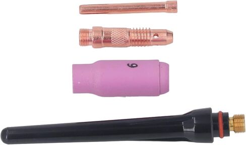 TIG Welding Torch Accessories Premium Ceramic Nozzle Electrode Collet Long Back Cap Connector Kit for WP17 WP18 WP26 Welding Torch Copper Ceramic Material 6# Size in Saudi Arabia