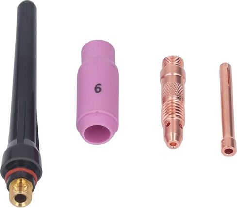 TIG Welding Torch Accessories Premium Ceramic Nozzle Electrode Collet Long Back Cap Connector Kit for WP17 WP18 WP26 Welding Torch Copper Ceramic Material 6# Size in Saudi Arabia