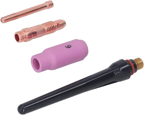 TIG Welding Torch Accessories Premium Ceramic Nozzle Electrode Collet Long Back Cap Connector Kit for WP17 WP18 WP26 Welding Torch Copper Ceramic Material 6# Size in Saudi Arabia