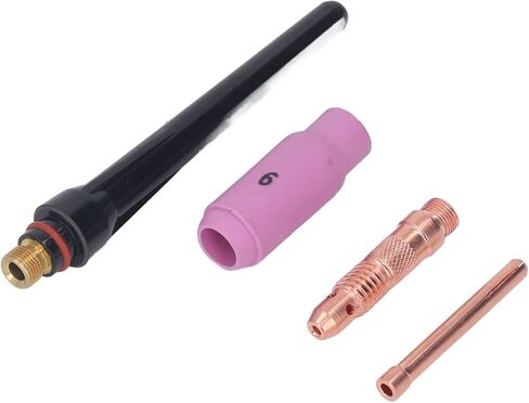 TIG Welding Torch Accessories Premium Ceramic Nozzle Electrode Collet Long Back Cap Connector Kit for WP17 WP18 WP26 Welding Torch Copper Ceramic Material 6# Size in Saudi Arabia