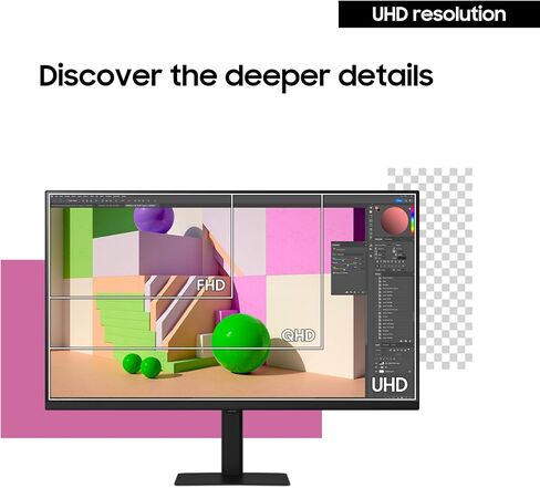 Samsung 32 "ViewFinity S7 (S70D) 4K UHD IPS HDR10 شاشة عالية الدقة ، منفذ HDMI و DP ، معتمد TUV ، 2025 ، LS32D700EBNXGO in Kuwait