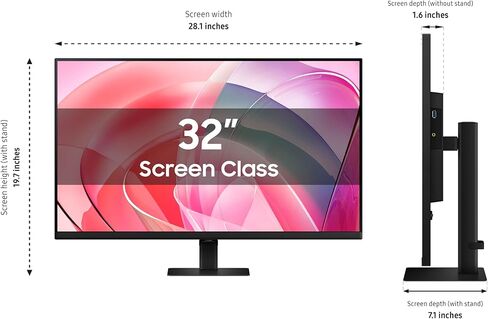 Samsung 32 "ViewFinity S7 (S70D) 4K UHD IPS HDR10 شاشة عالية الدقة ، منفذ HDMI و DP ، معتمد TUV ، 2025 ، LS32D700EBNXGO in Kuwait