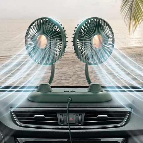 Electric Car Fans for Rear Seat Passenger Portable Car Seat Fan Headrest 360 Degree Rotatable Backseat Car Fan 12V Cooling Air Fan with Stepless Speed Regulation for SUV, RV, Vehicles (Black) in Saudi Arabia